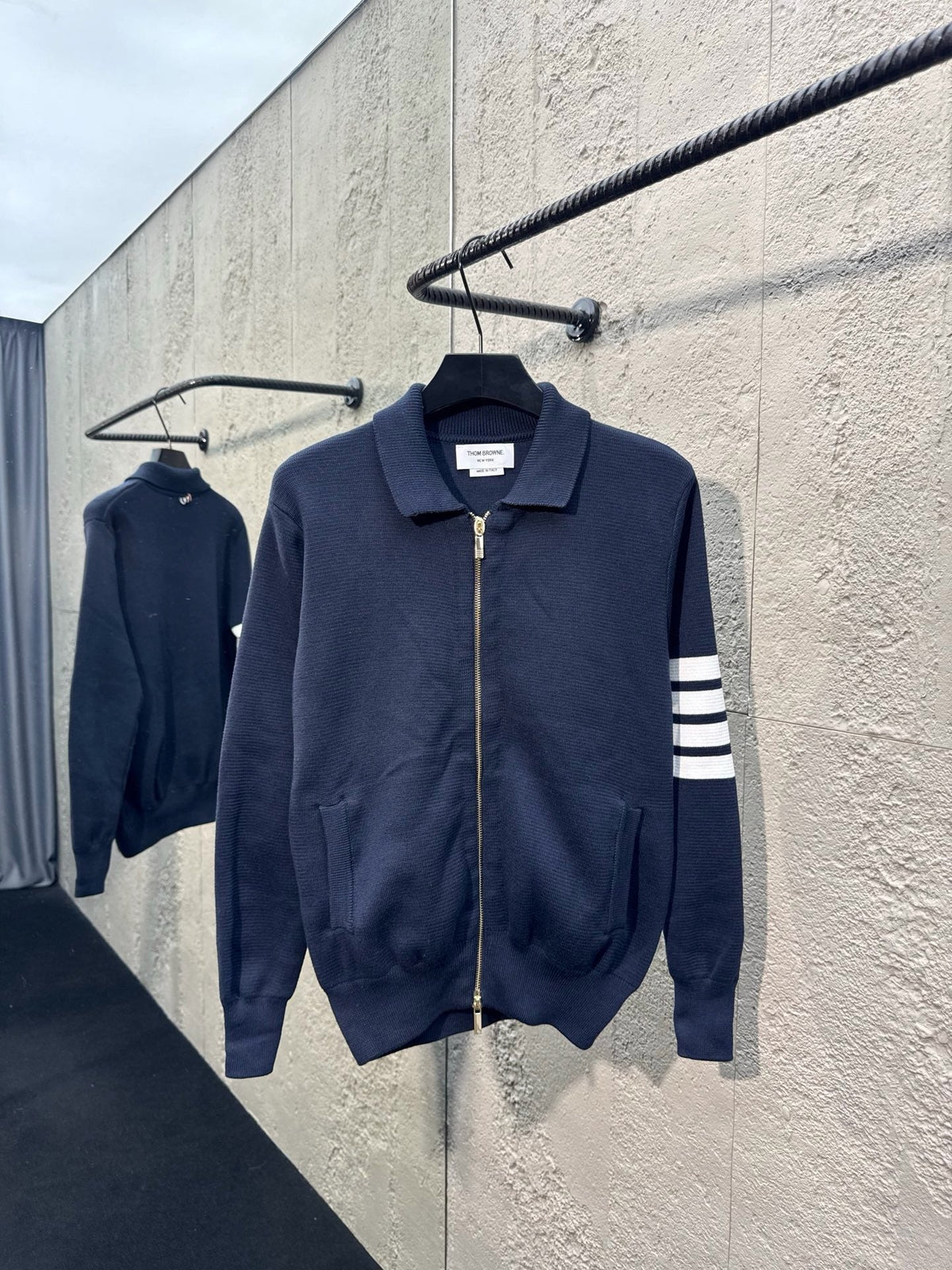4-Bar Zip Cardigan Navy - Men's