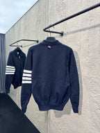 4-Bar Zip Cardigan Navy - Men's