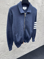4-Bar Zip Cardigan Navy - Men's