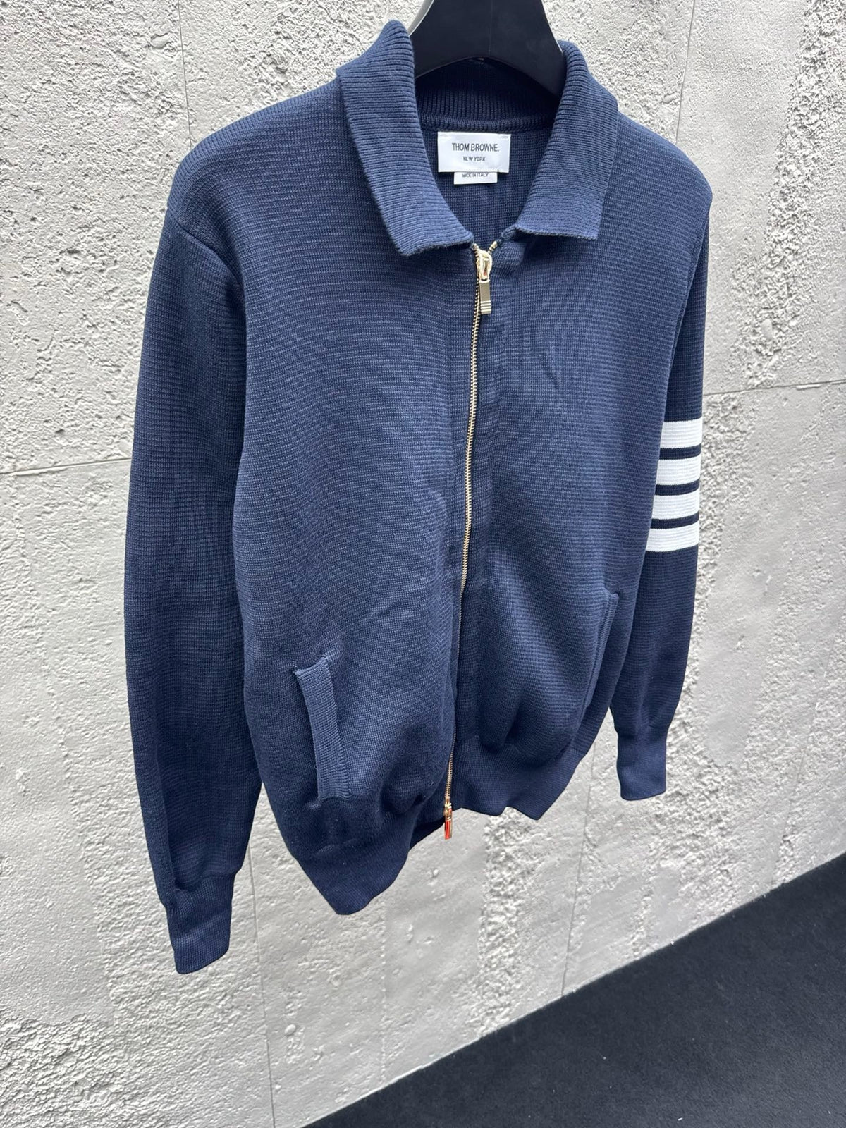 4-Bar Zip Cardigan Navy - Men's