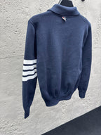 4-Bar Zip Cardigan Navy - Men's