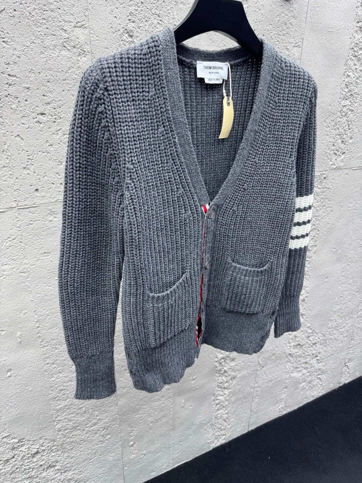 4-Bar Chunky Cardigan Grey - Men's