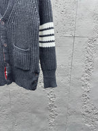 4-Bar Chunky Cardigan Grey - Men's