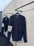 Navy Wool Ribbed Cardigan - Men's