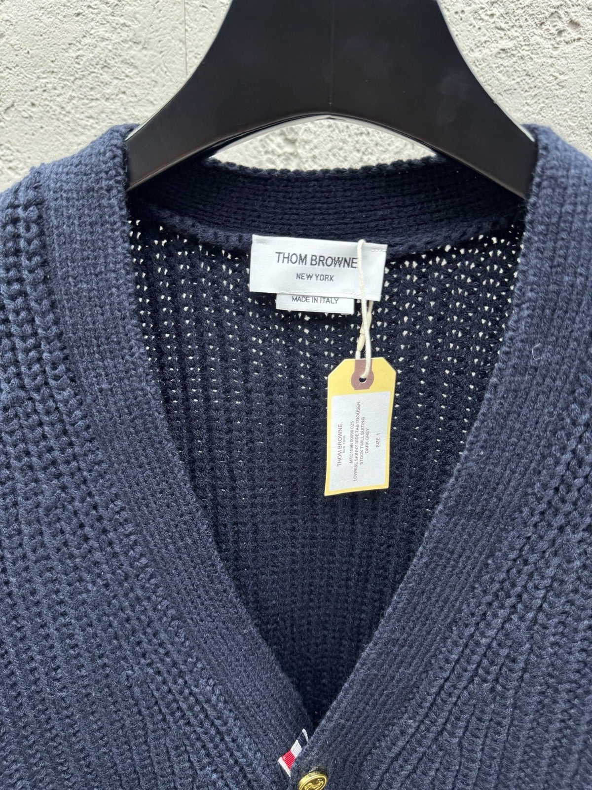 Navy Wool Ribbed Cardigan - Men's