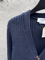 Navy Wool Ribbed Cardigan - Men's