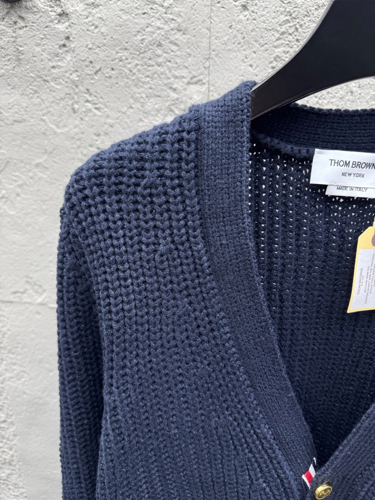Navy Wool Ribbed Cardigan - Men's