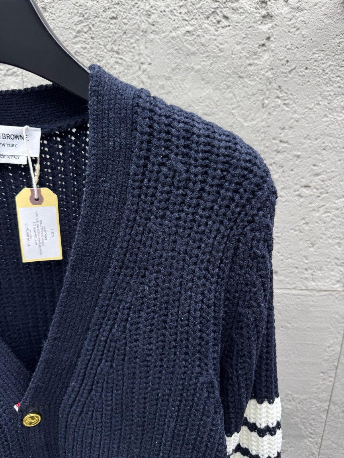 Navy Wool Ribbed Cardigan - Men's