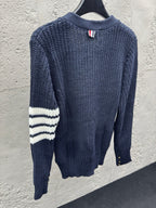 Navy Wool Ribbed Cardigan - Men's
