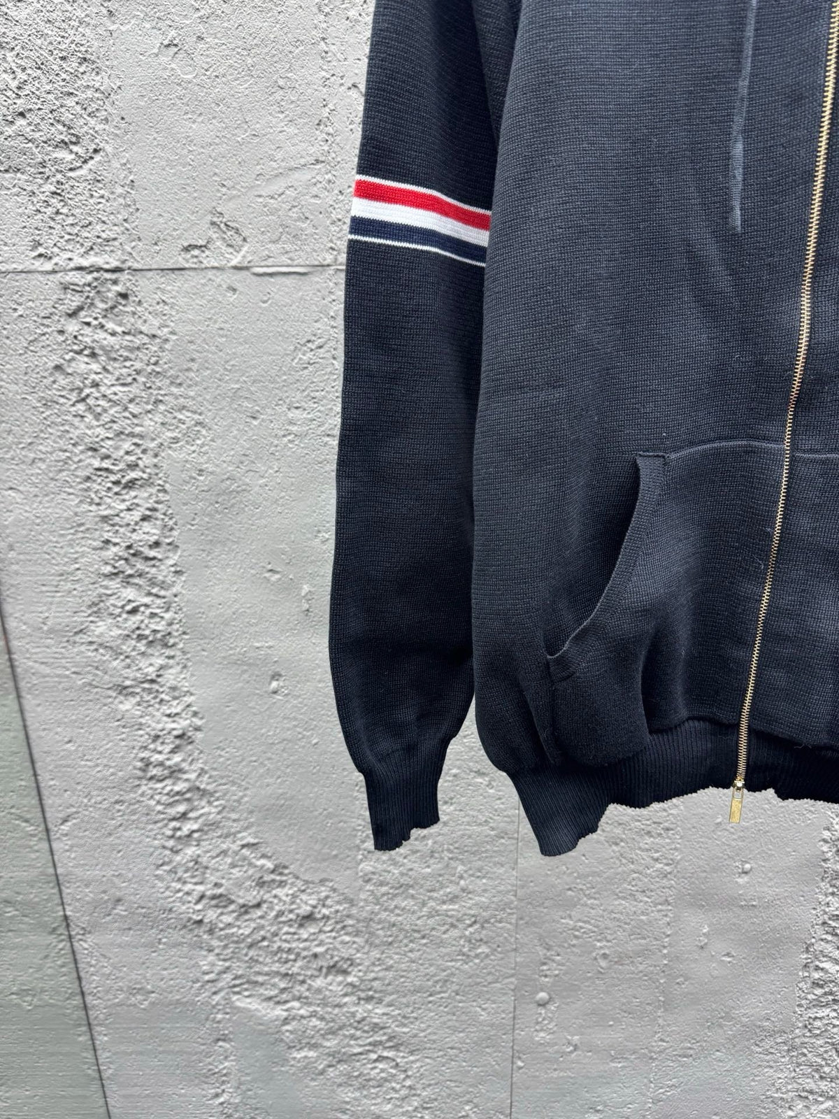 Navy Cotton Armband Stripe Zip-Through - Men's
