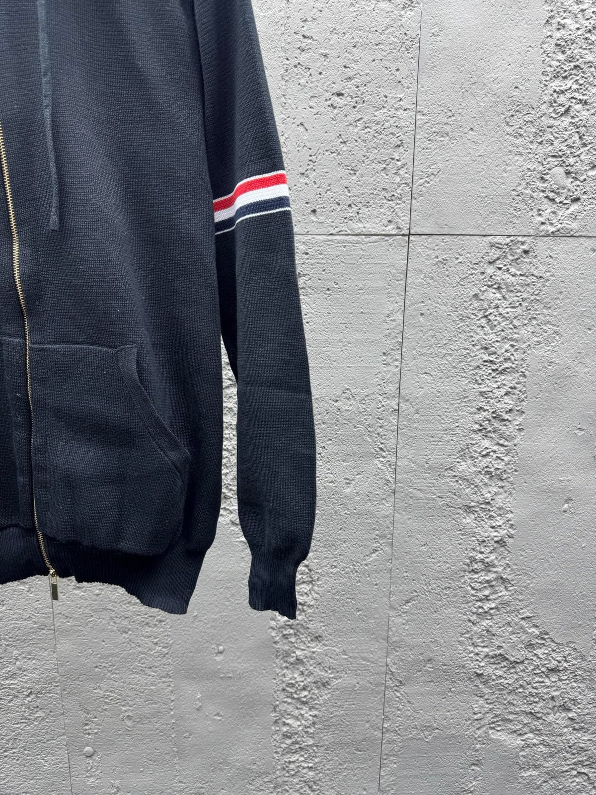 Navy Cotton Armband Stripe Zip-Through - Men's