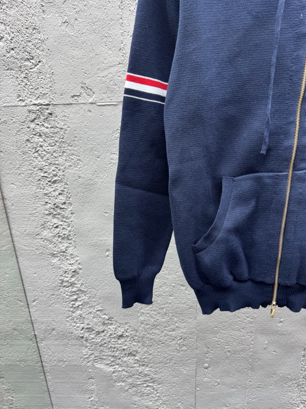 Navy Cotton Armband Stripe Zip-Through - Men's