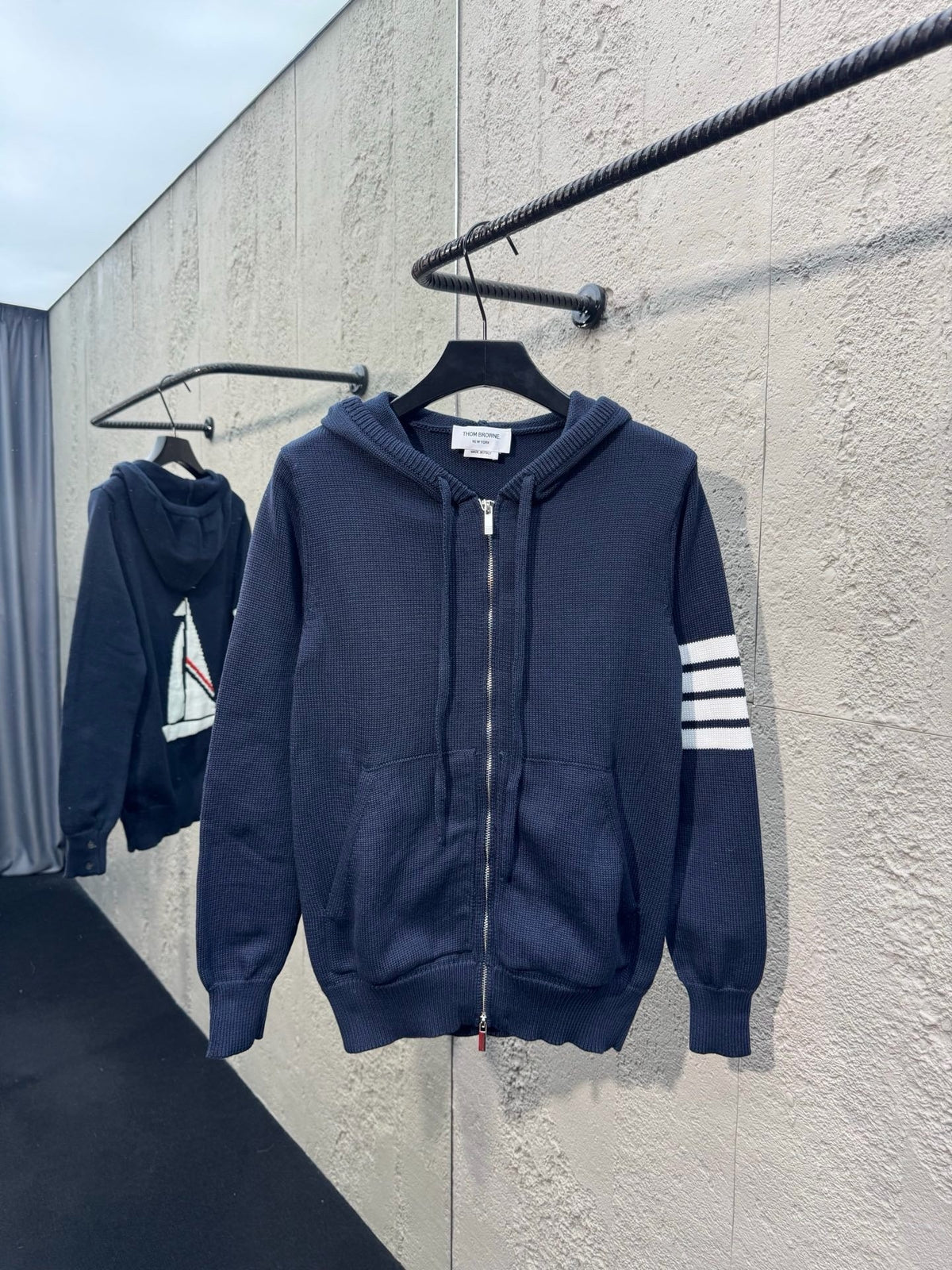 Navy Cotton Bar Stripe Zip-Through - Men's