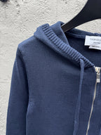 Navy Cotton Bar Stripe Zip-Through - Men's