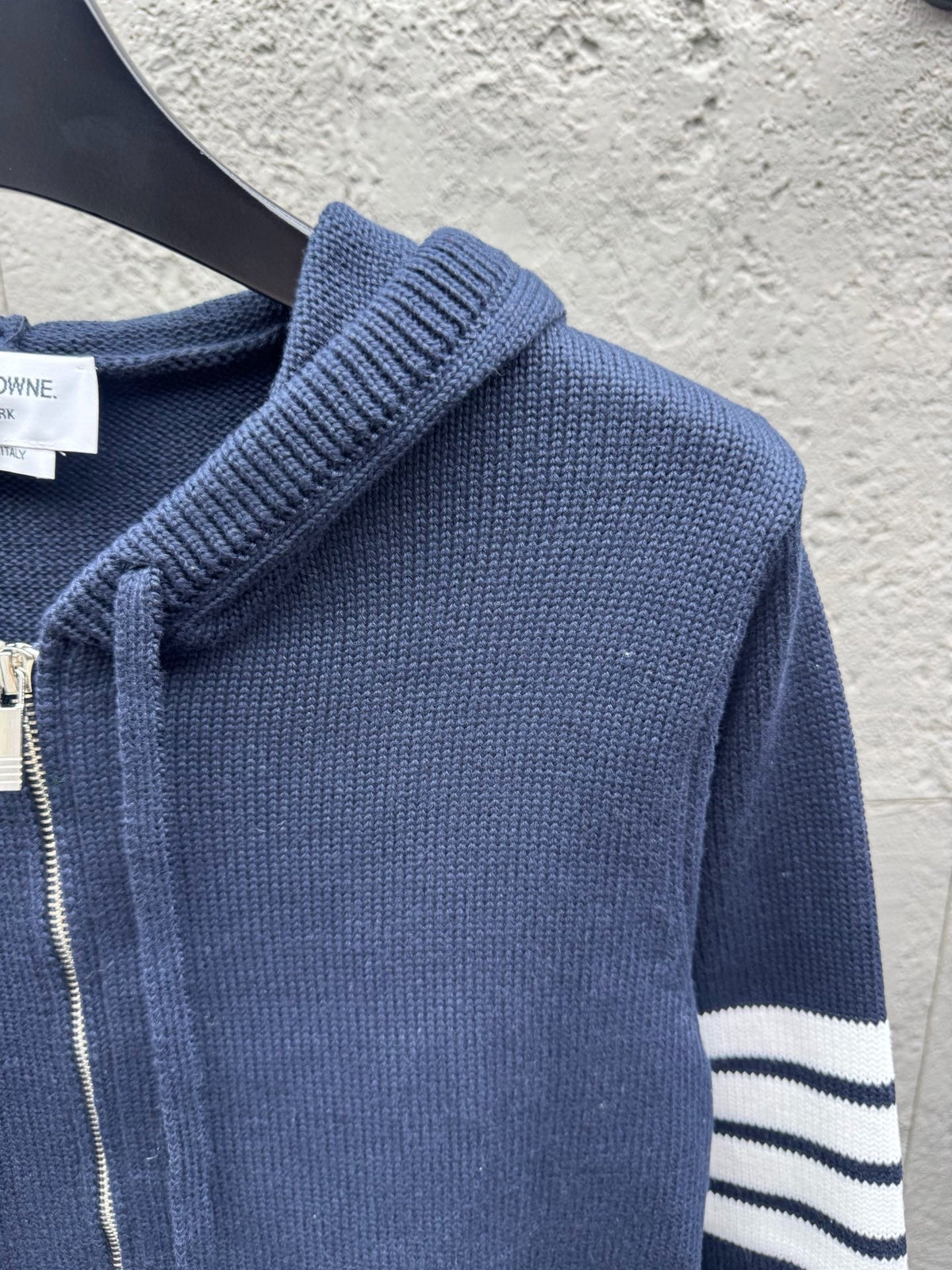 Navy Cotton Bar Stripe Zip-Through - Men's