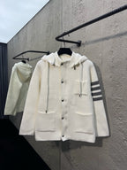 4-Bar Hooded Cardigan Navy - Men's