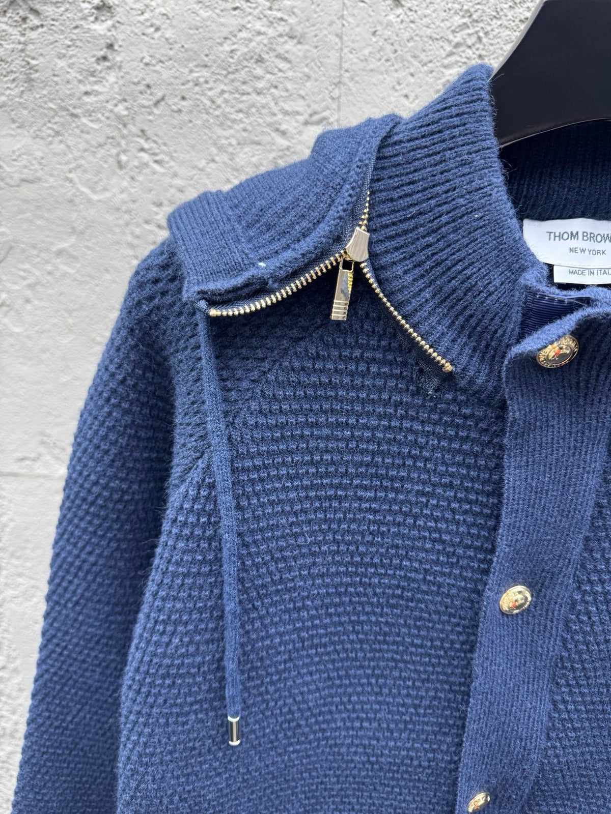 4-Bar Hooded Cardigan Navy - Men's