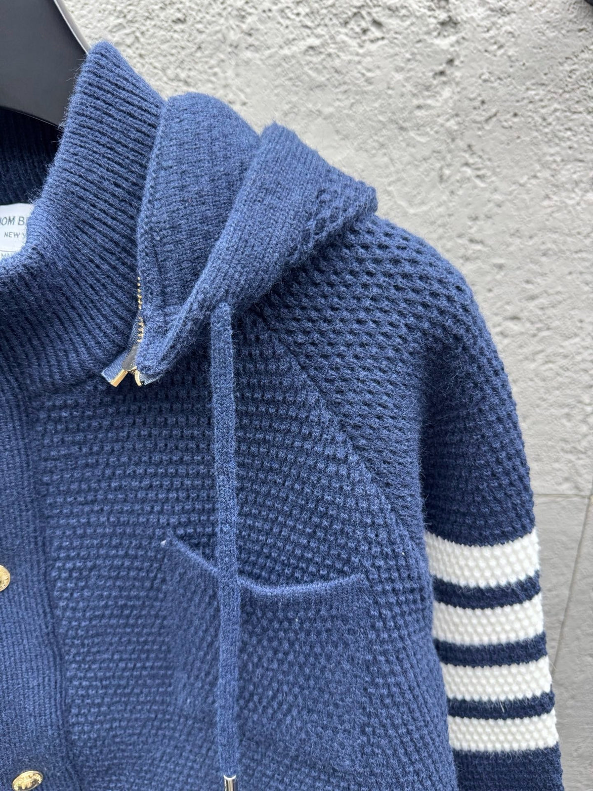 4-Bar Hooded Cardigan Navy - Men's