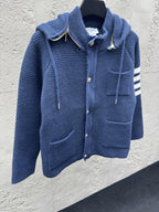 4-Bar Hooded Cardigan Navy - Men's