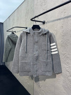 4-Bar Hooded Cardigan Navy - Men's