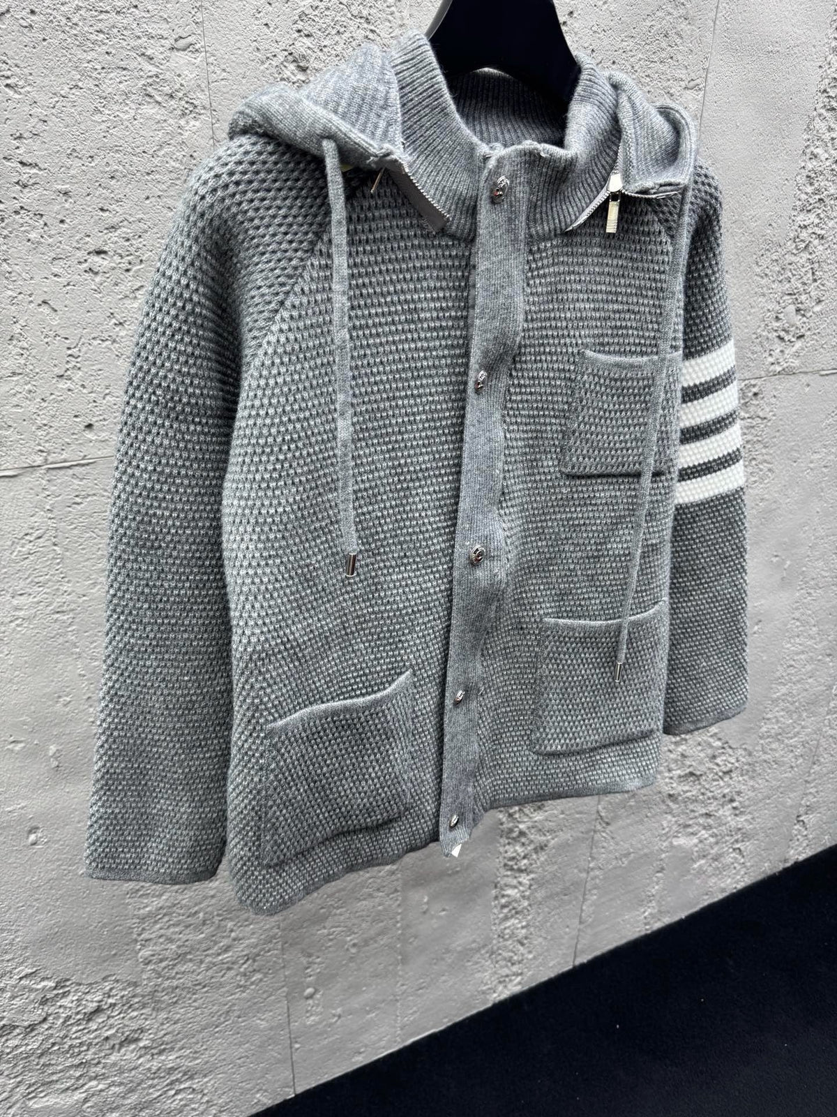 4-Bar Hooded Cardigan Navy - Men's