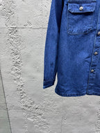 Blue Denim Embroidered Overshirt - Men's