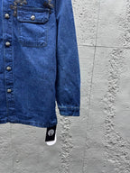 Blue Denim Embroidered Overshirt - Men's