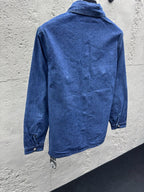 Blue Denim Embroidered Overshirt - Men's