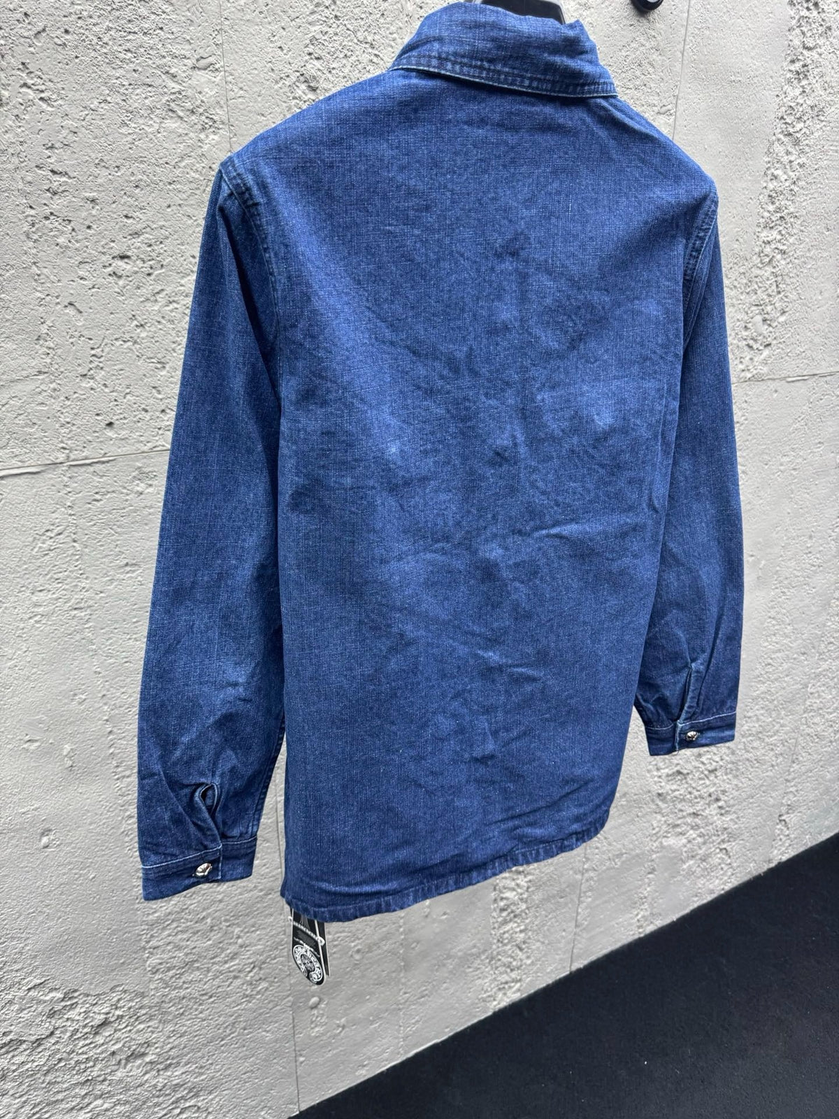 Blue Denim Embroidered Overshirt - Men's