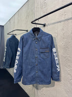 Blue Denim Sleeve Print Overshirt - Men's