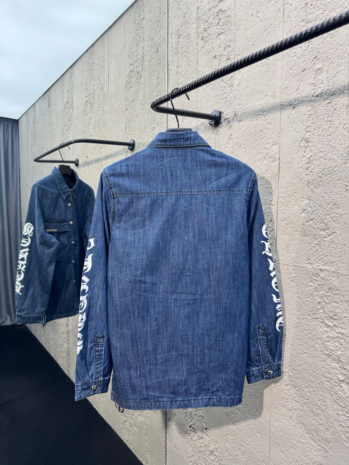 Blue Denim Sleeve Print Overshirt - Men's