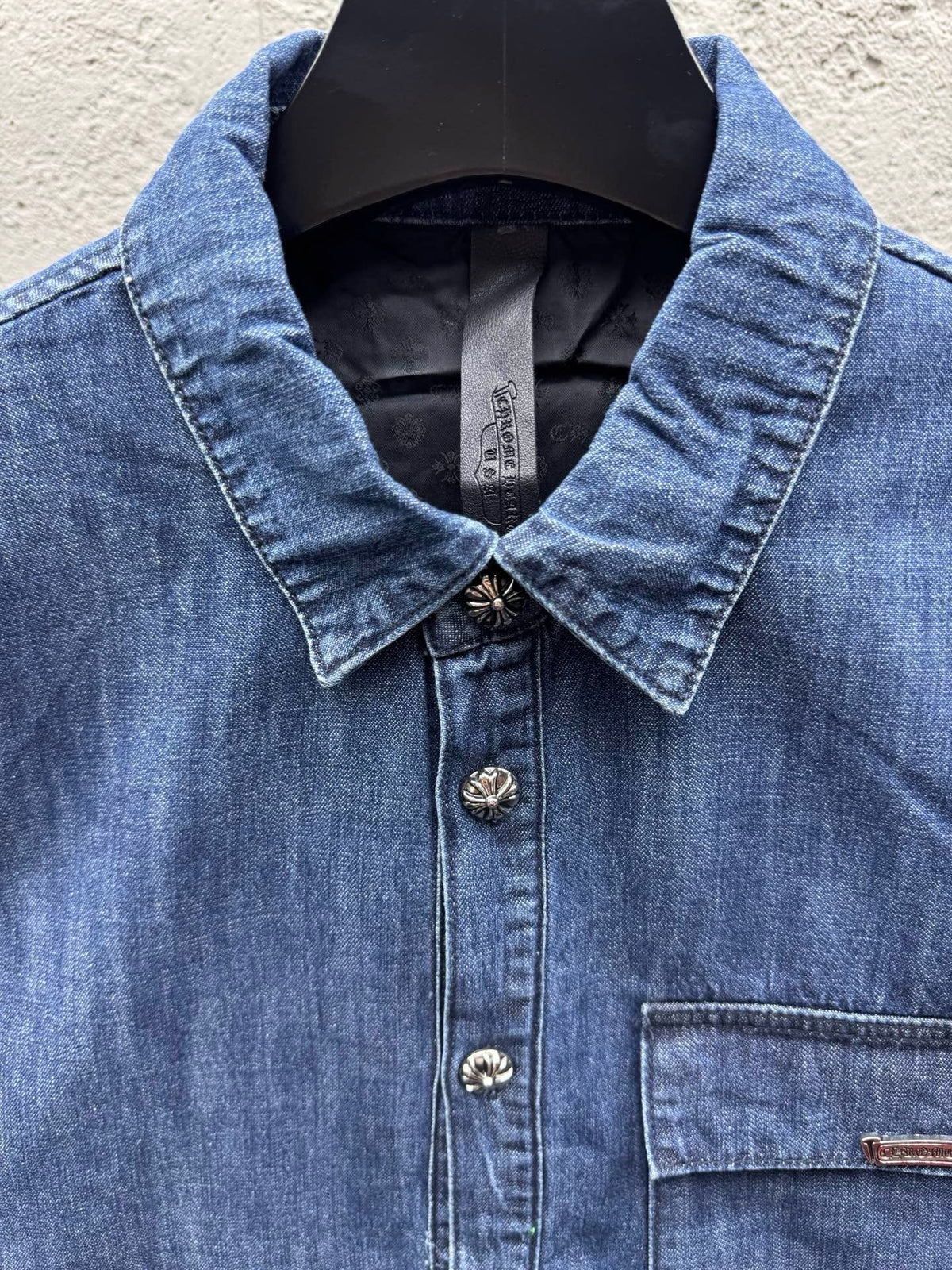 Blue Denim Sleeve Print Overshirt - Men's