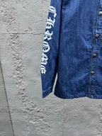 Blue Denim Sleeve Print Overshirt - Men's