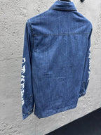 Blue Denim Sleeve Print Overshirt - Men's