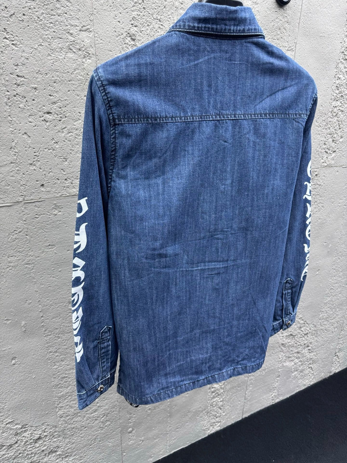 Blue Denim Sleeve Print Overshirt - Men's