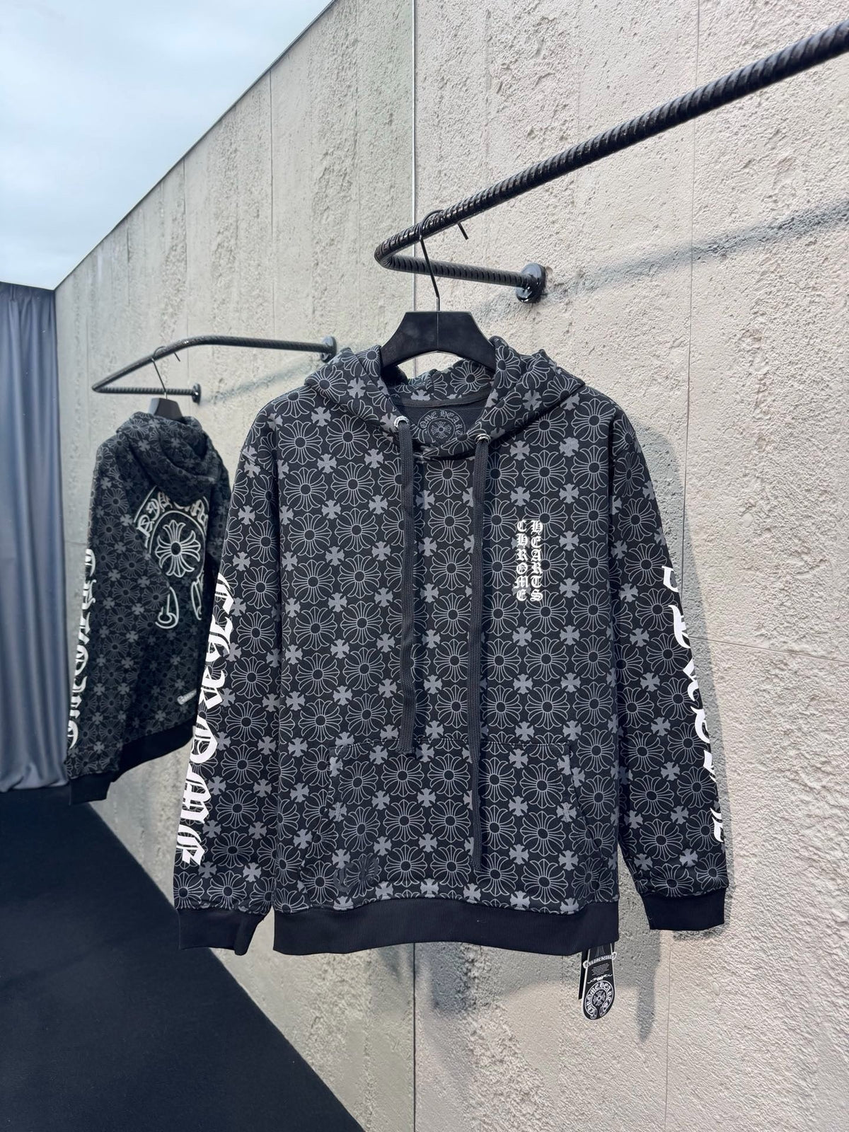 Grey Cotton Monogram Zip-Through - Men's