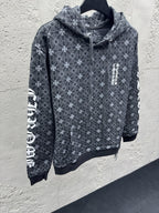Grey Cotton Monogram Zip-Through - Men's