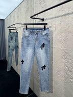Blue Denim Cross Patch Straight - Men's