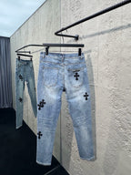 Blue Denim Cross Patch Straight - Men's