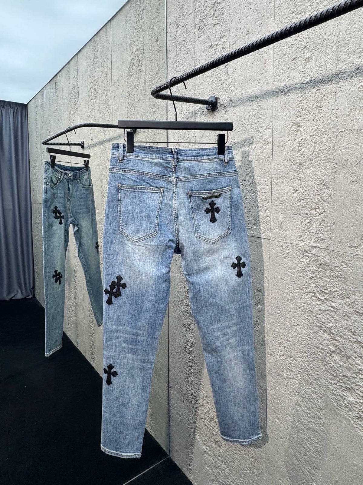 Blue Denim Cross Patch Straight - Men's