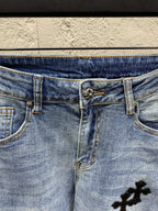 Blue Denim Cross Patch Straight - Men's