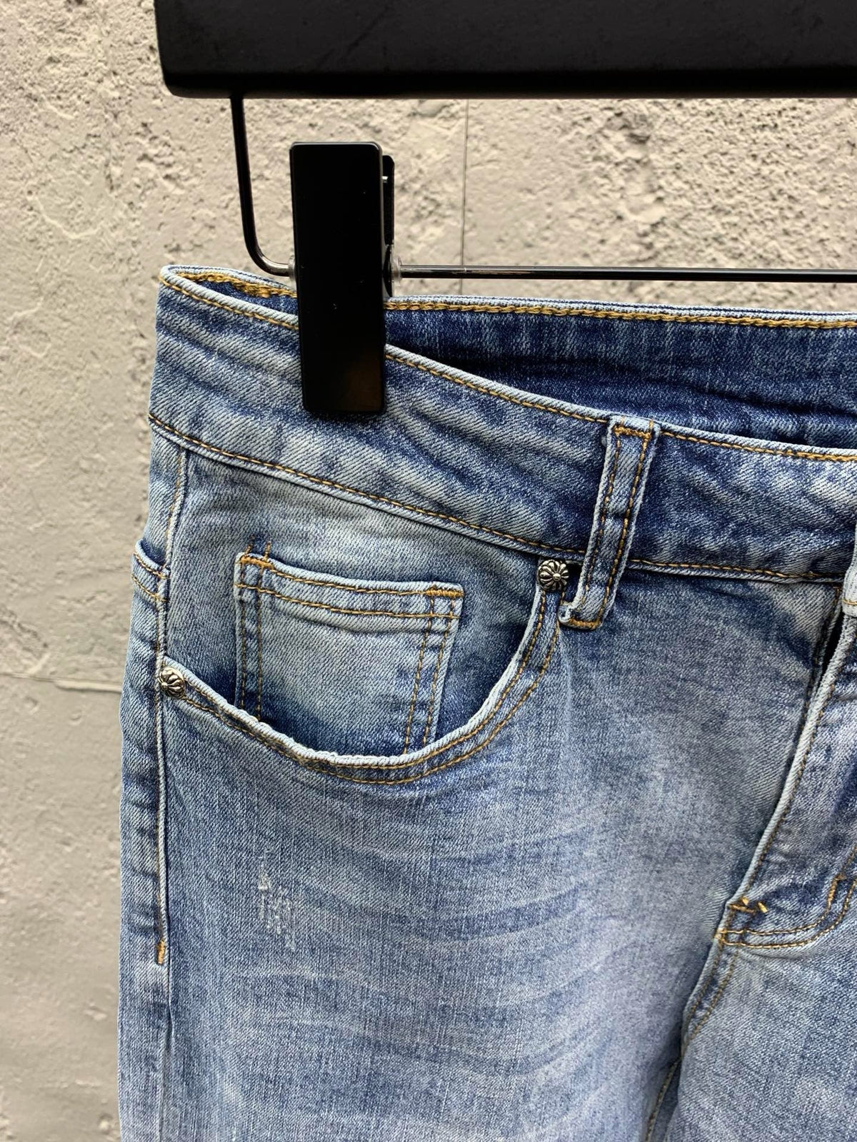 Blue Denim Cross Patch Straight - Men's