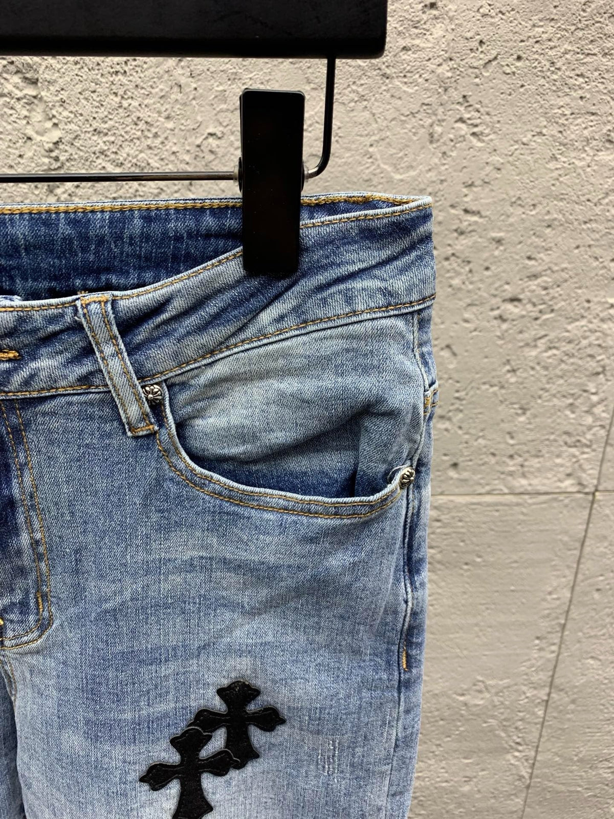 Blue Denim Cross Patch Straight - Men's