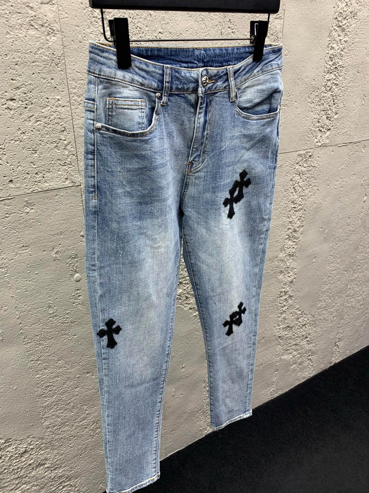 Blue Denim Cross Patch Straight - Men's