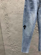 Blue Denim Cross Patch Straight - Men's