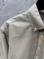 Beige Cotton Plain Long-Sleeve - Men's