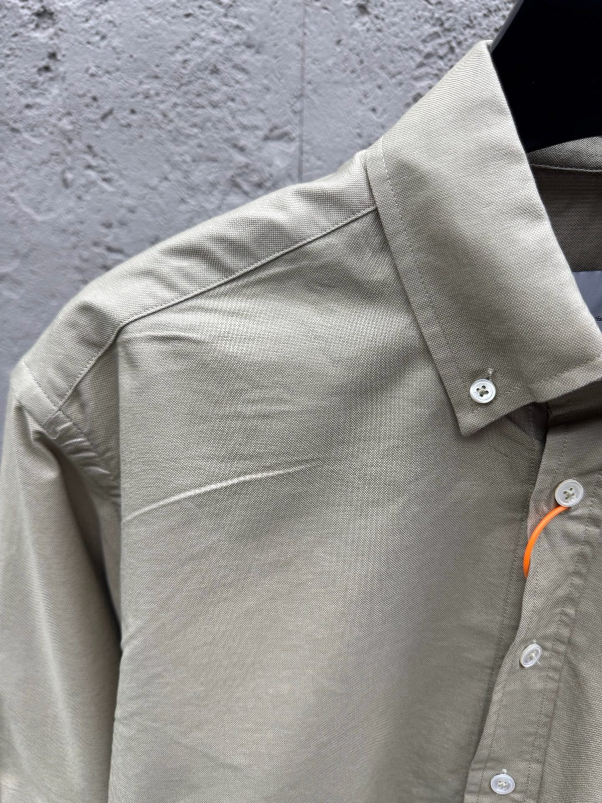 Beige Cotton Plain Long-Sleeve - Men's