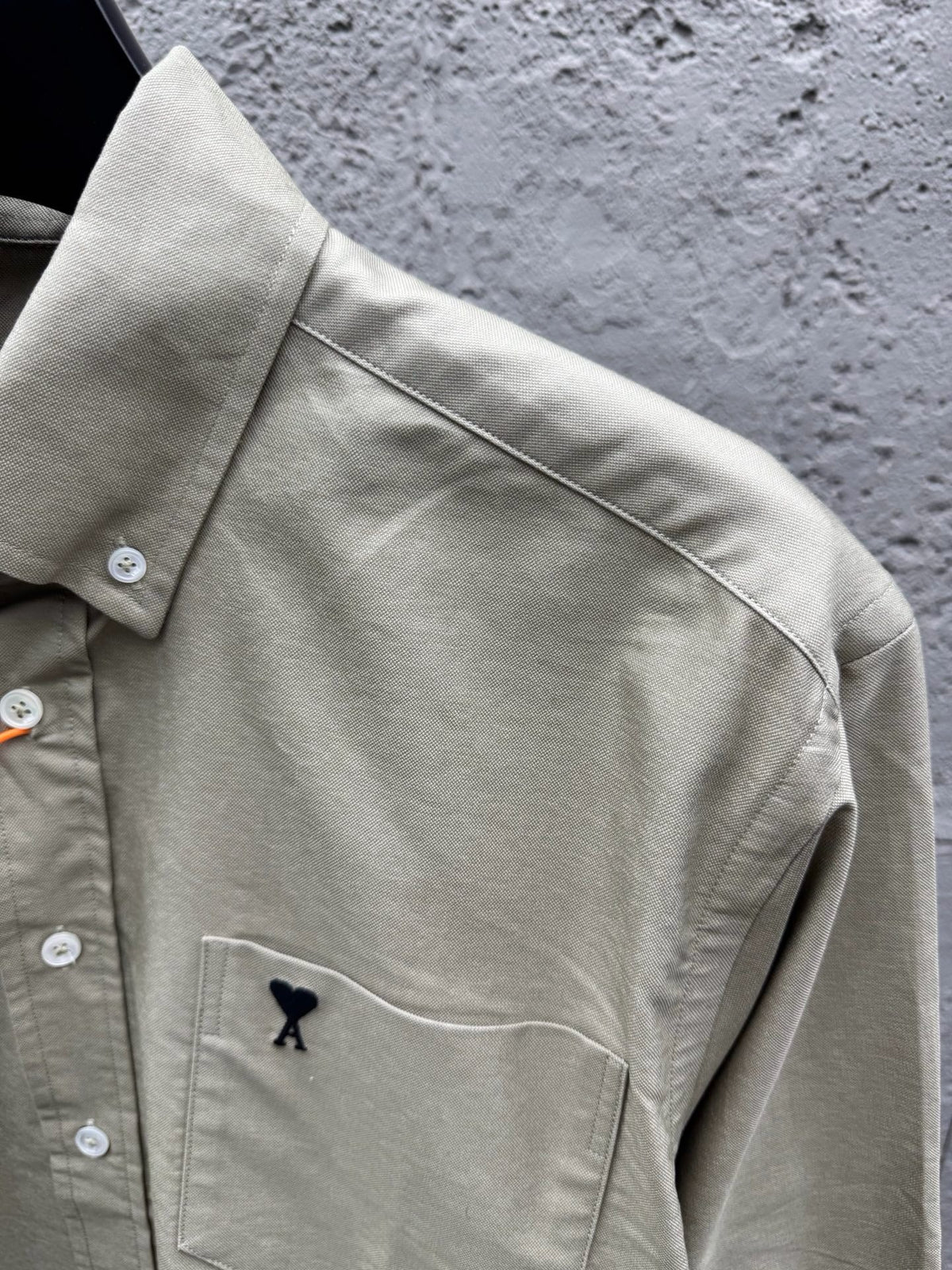 Beige Cotton Plain Long-Sleeve - Men's