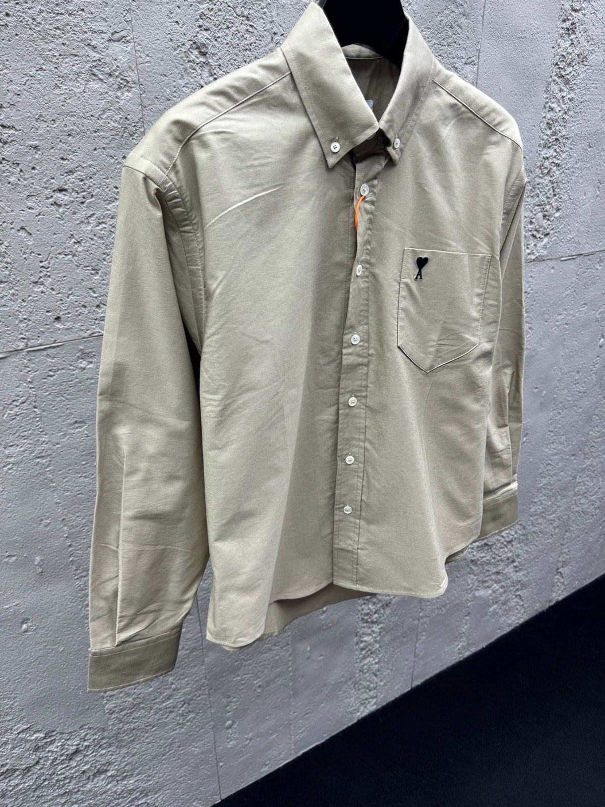 Beige Cotton Plain Long-Sleeve - Men's