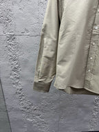 Beige Cotton Plain Long-Sleeve - Men's